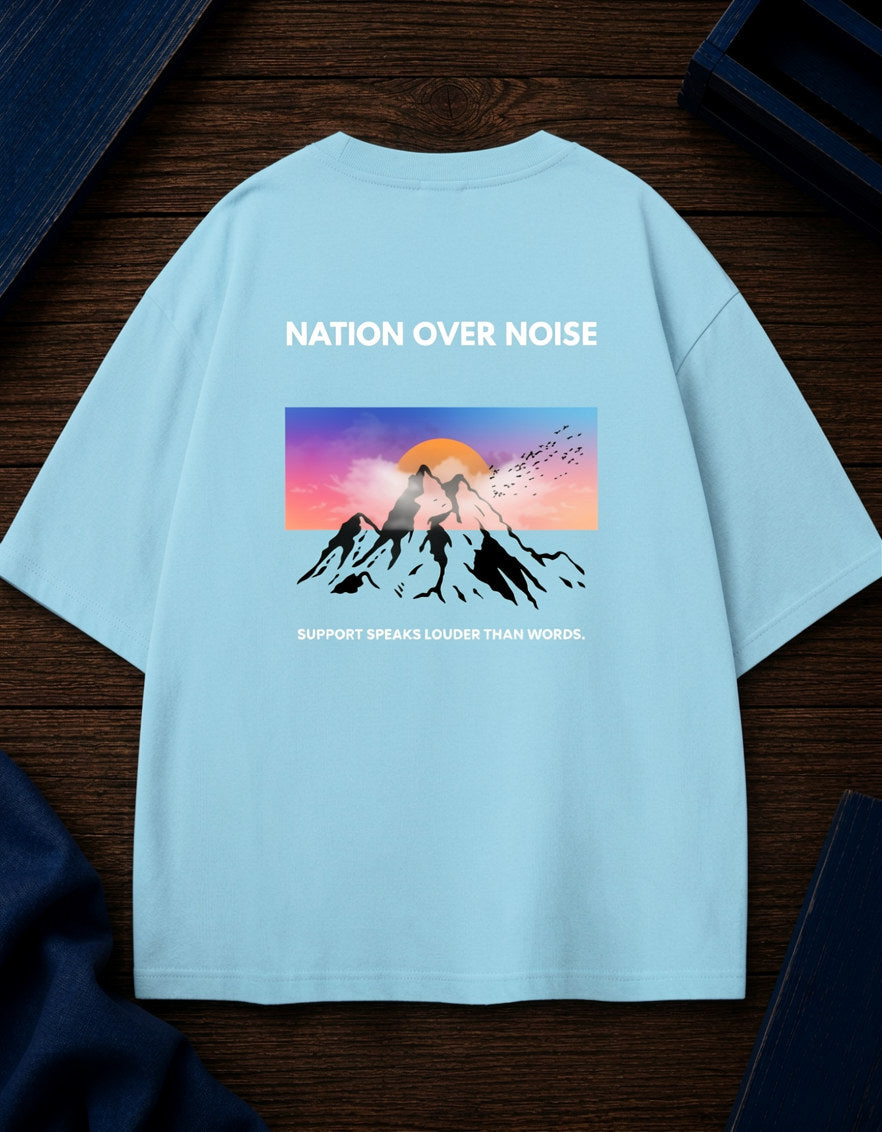NATION OVER NOISE PRINTED Uni-sex Oversized Classic T-Shirt