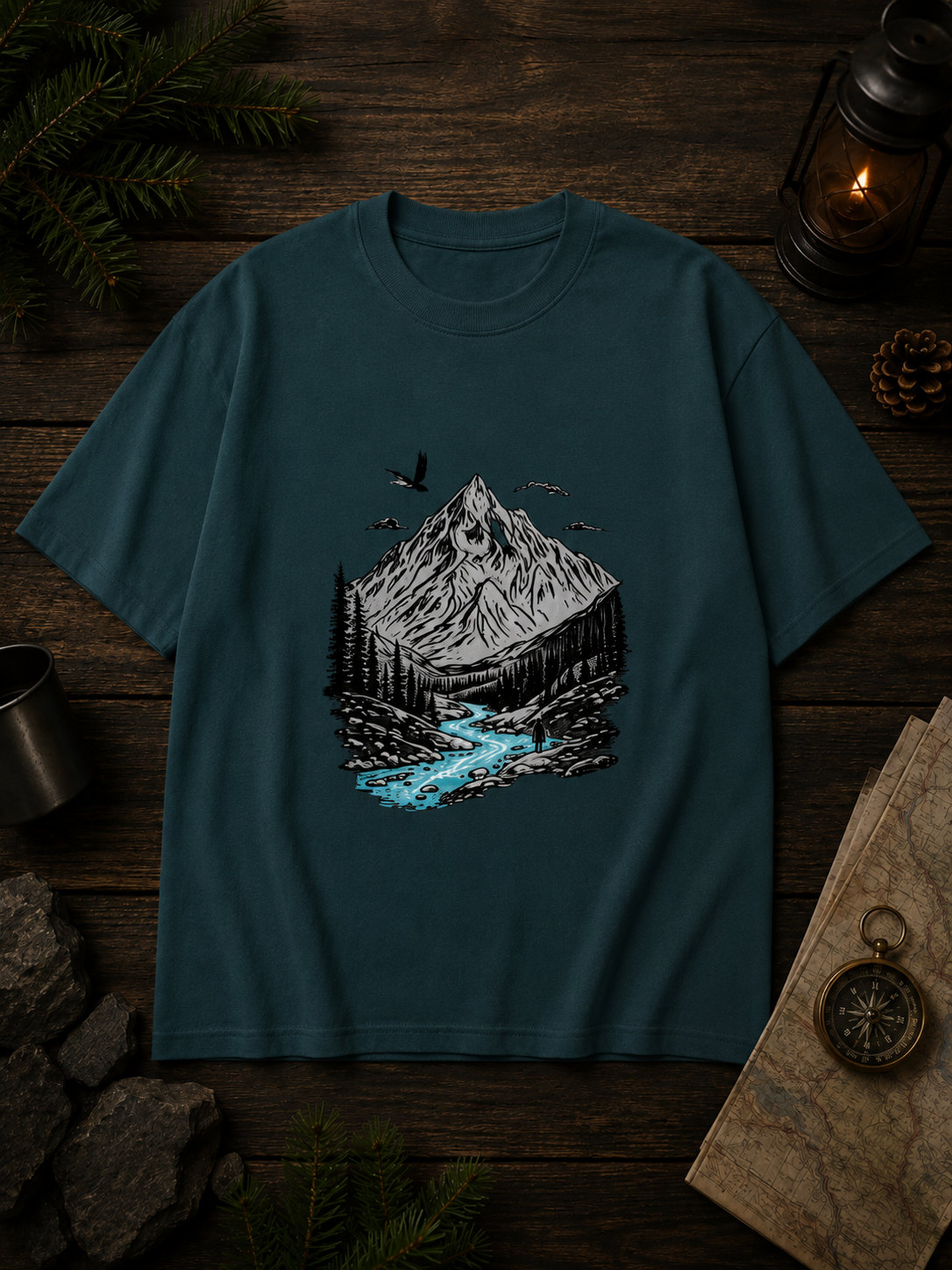 Mountain Printed Unisex Oversized Classic T-Shirt