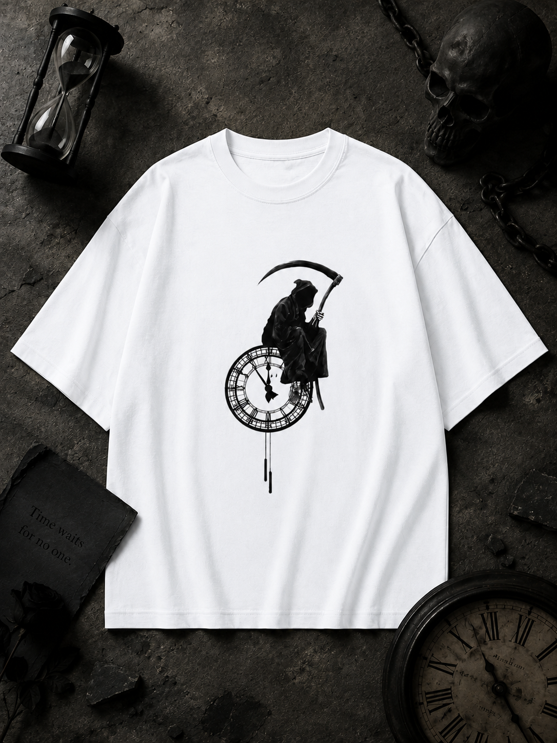 Devil Clock Printed Unisex Oversized Classic T-Shirt