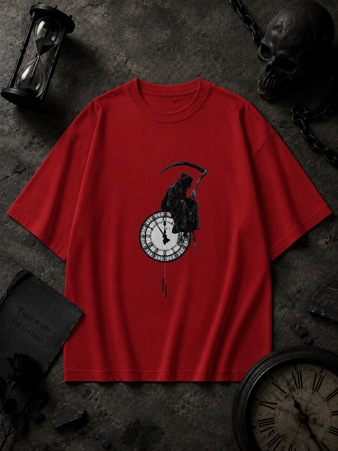 Devil Clock Printed Unisex Oversized Classic T-Shirt