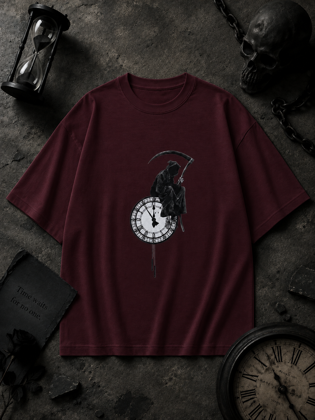 Devil Clock Printed Unisex Oversized Classic T-Shirt