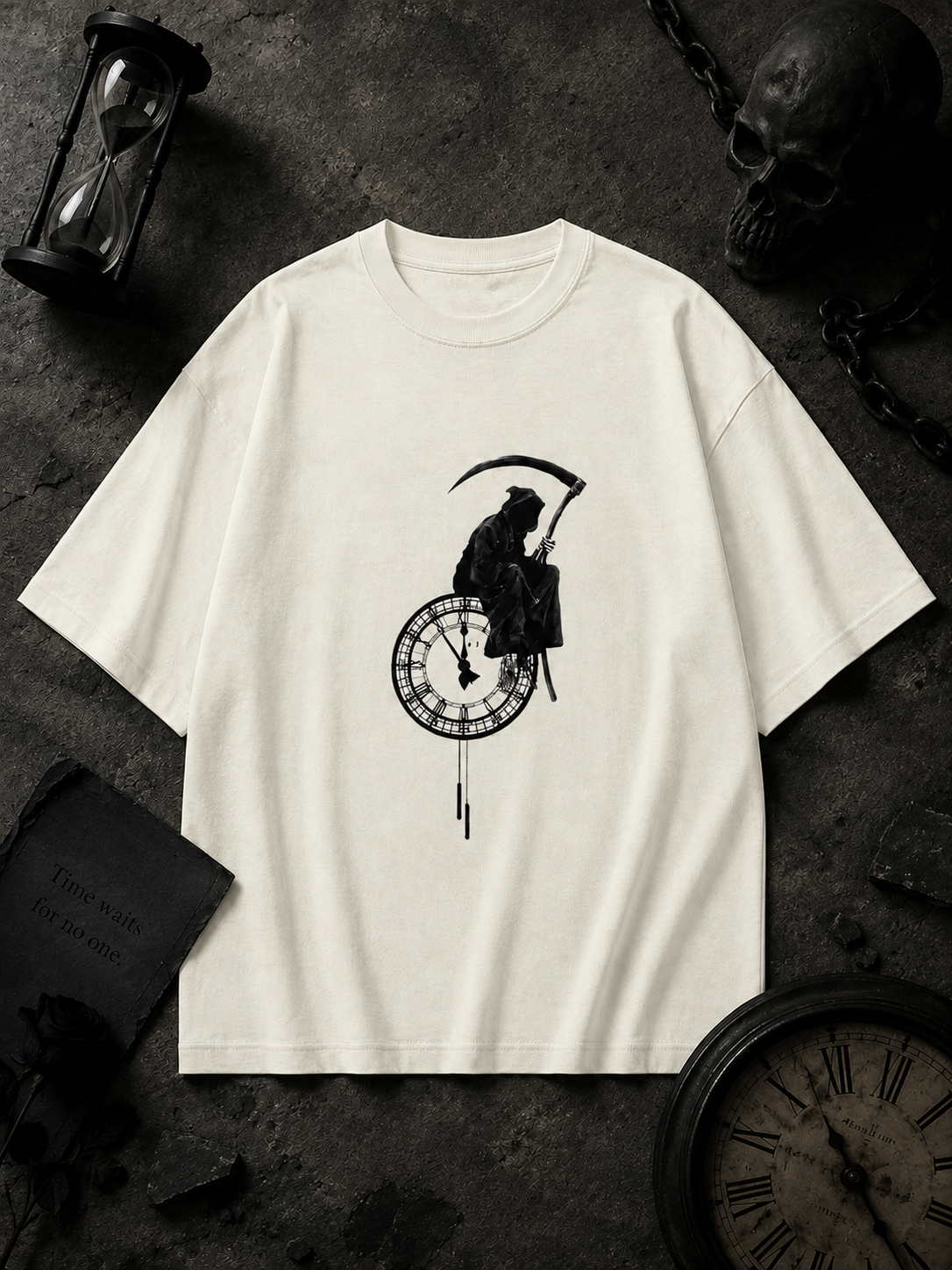 Devil Clock Printed Unisex Oversized Classic T-Shirt