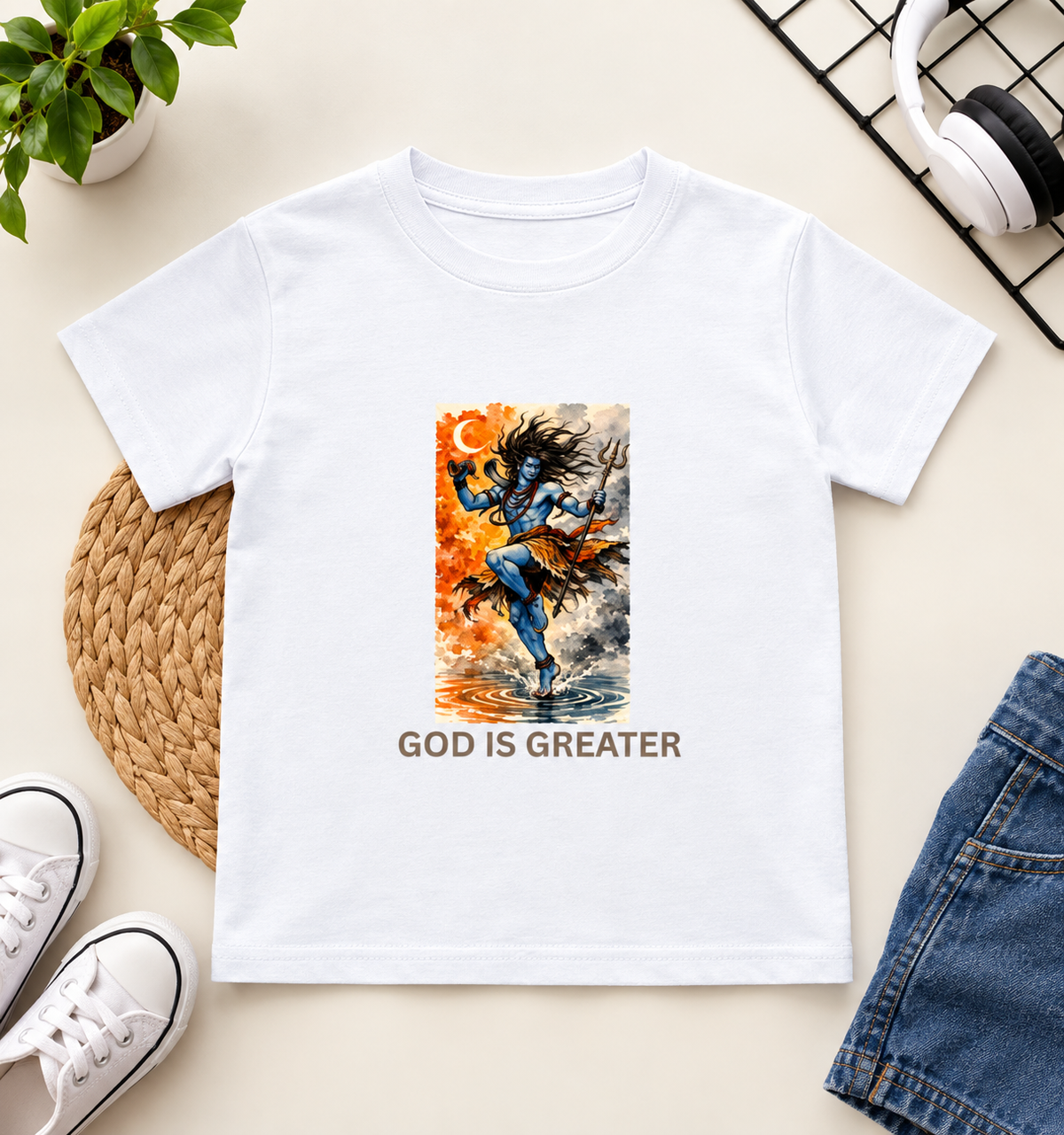GOD PRINTED Boy's Crew Neck T-Shirt