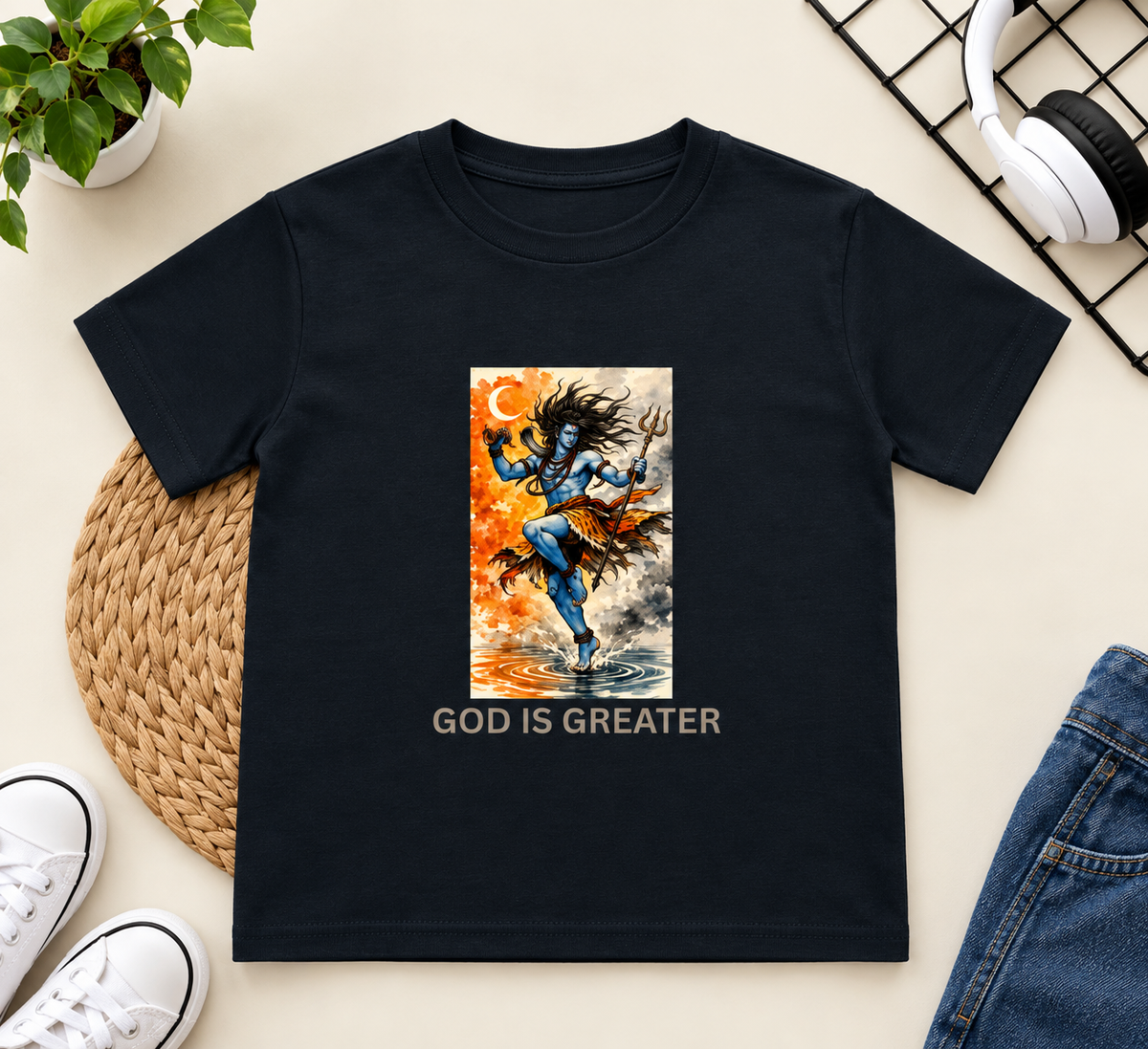 GOD PRINTED Boy's Crew Neck T-Shirt