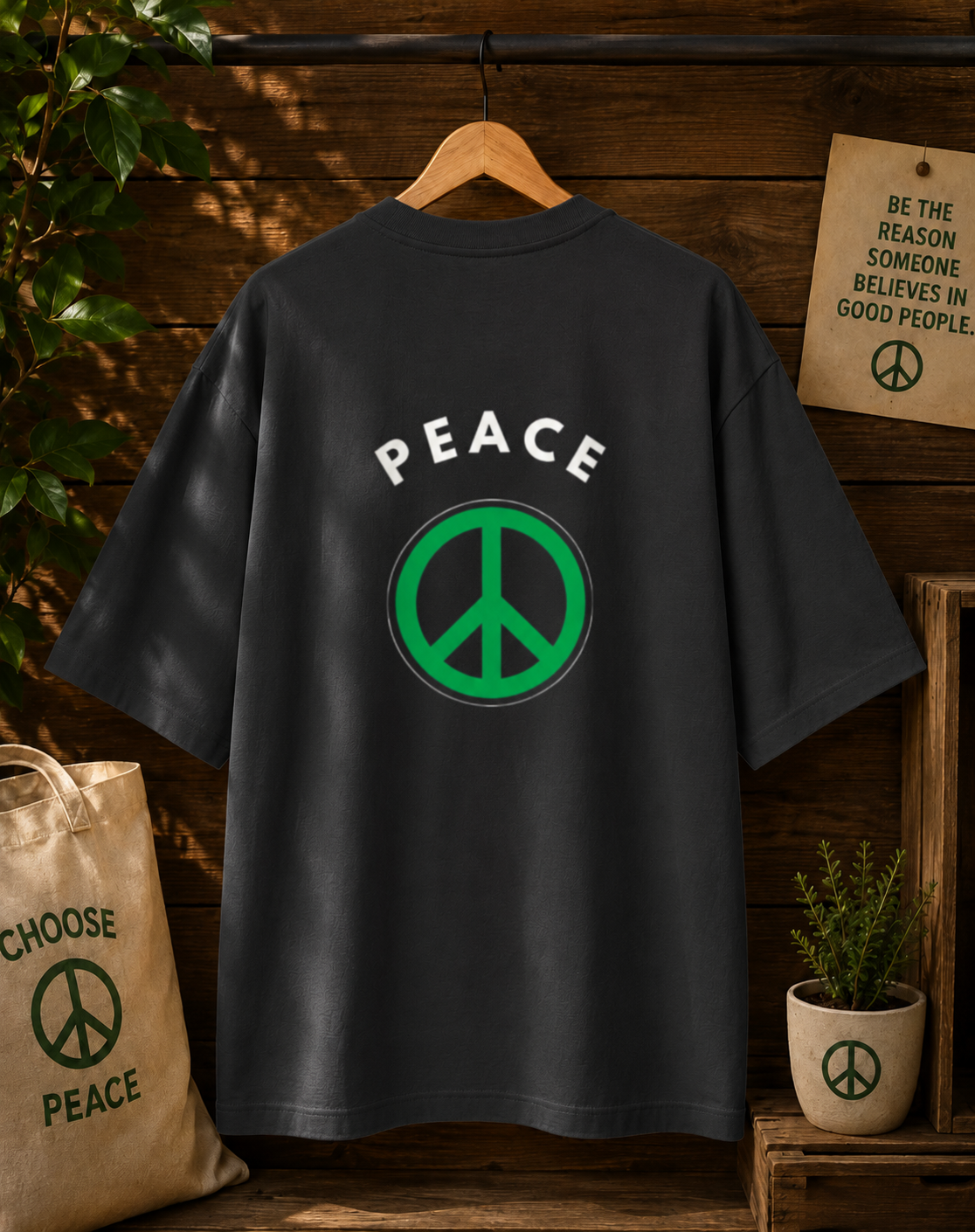 PEACE PRINTED Unisex Oversized Standard T-Shirt