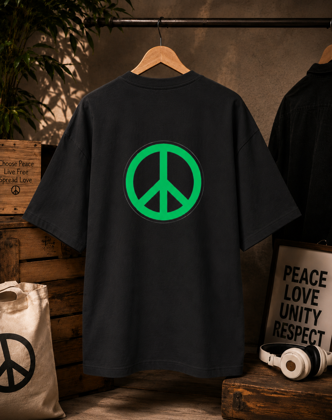 GOD (PEACE) PRINTED Unisex Oversized Standard T-Shirt