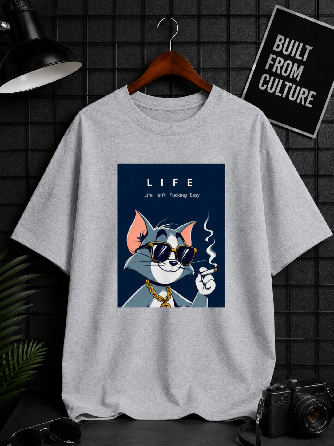 CHILL CAT PRINTED  Unisex Oversized Classic T-Shirt WITH LIFE TEXT