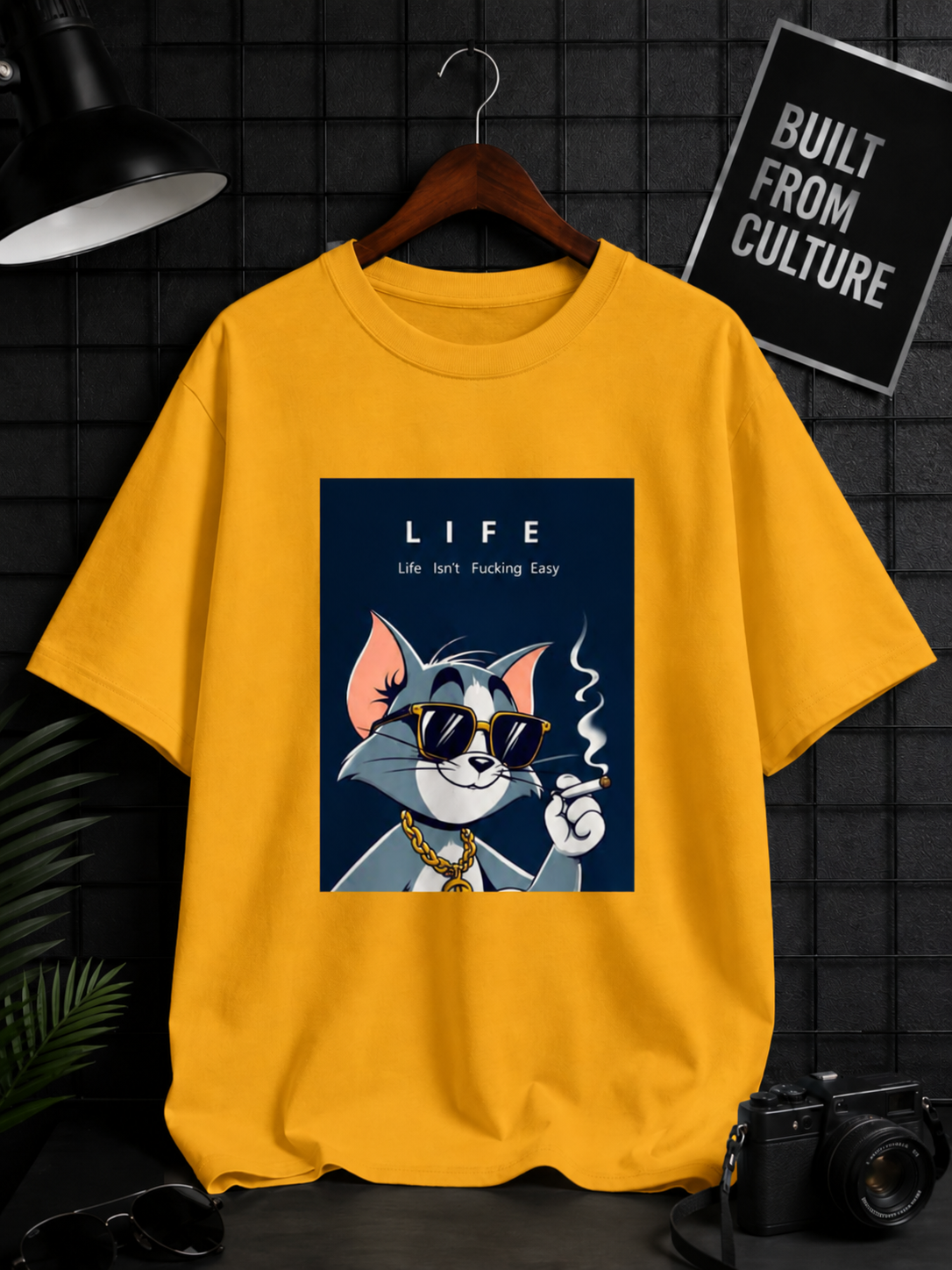 CHILL CAT PRINTED  Unisex Oversized Classic T-Shirt WITH LIFE TEXT