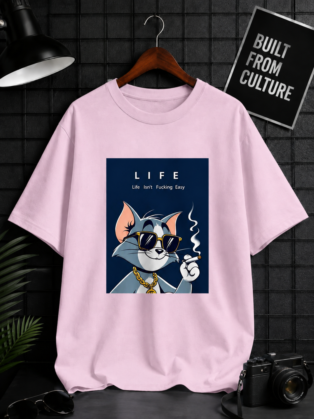 CHILL CAT PRINTED  Unisex Oversized Classic T-Shirt WITH LIFE TEXT