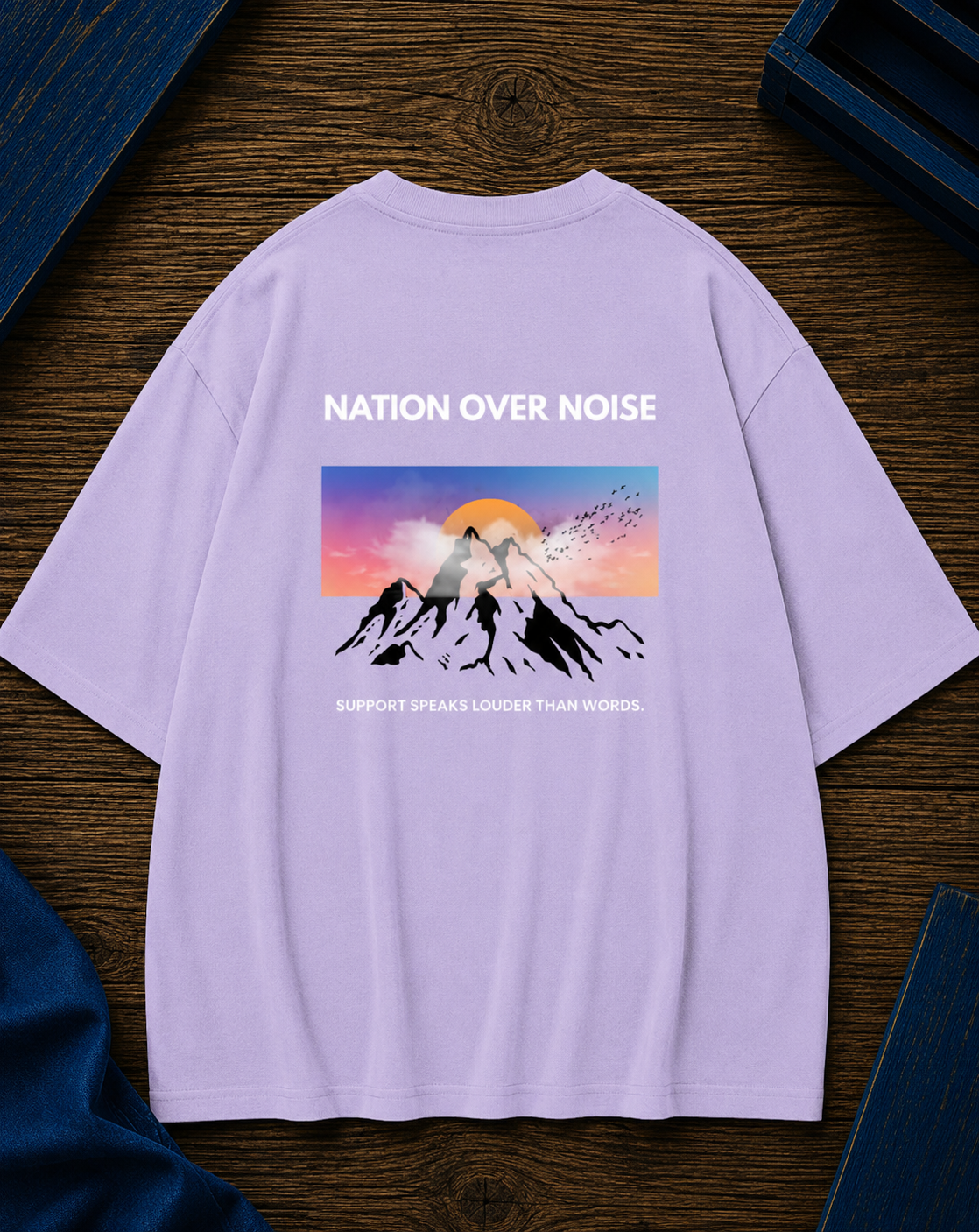 NATION OVER NOISE PRINTED Uni-sex Oversized Classic T-Shirt