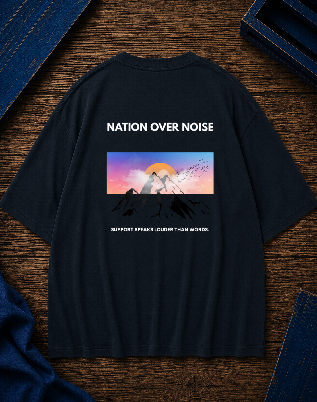 NATION OVER NOISE PRINTED Uni-sex Oversized Classic T-Shirt
