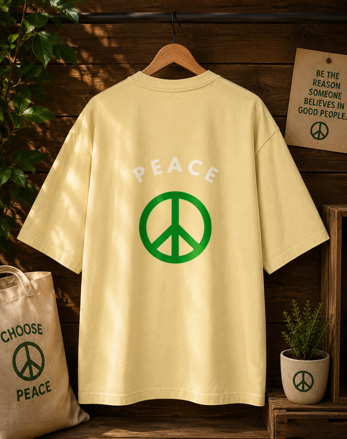 PEACE PRINTED Unisex Oversized Standard T-Shirt