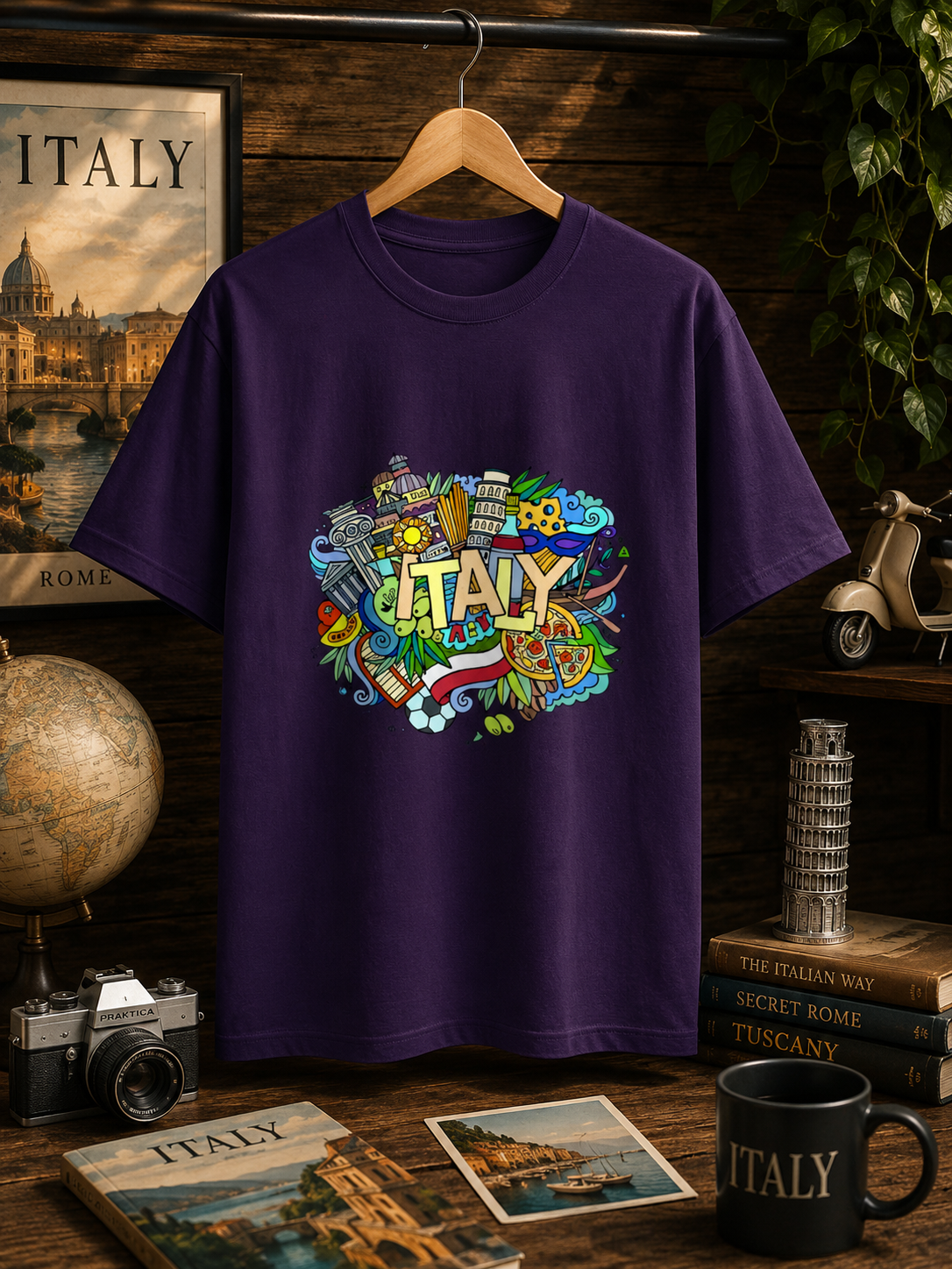ITALY FAMOUS ITEMS PRINTED Unisex Oversized Classic T-Shirt