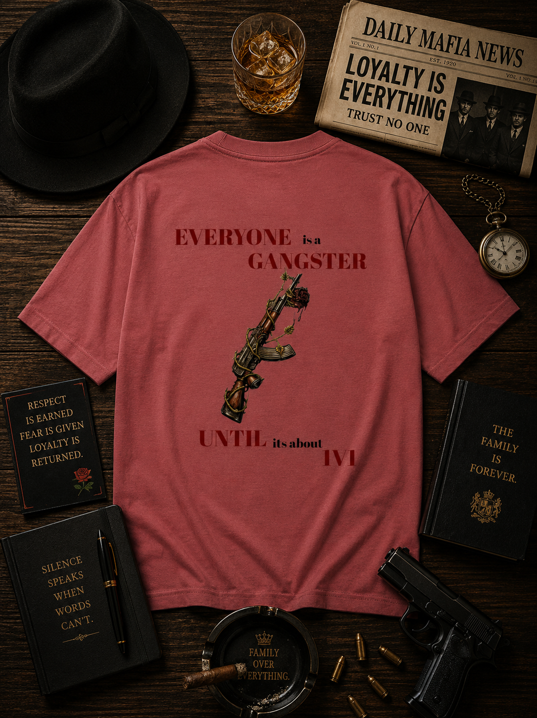 EVERYONE is a GANGSTER UNTIL it's about 1V1 Mafia Quote PRINTED Unisex Oversized Classic T-Shirt