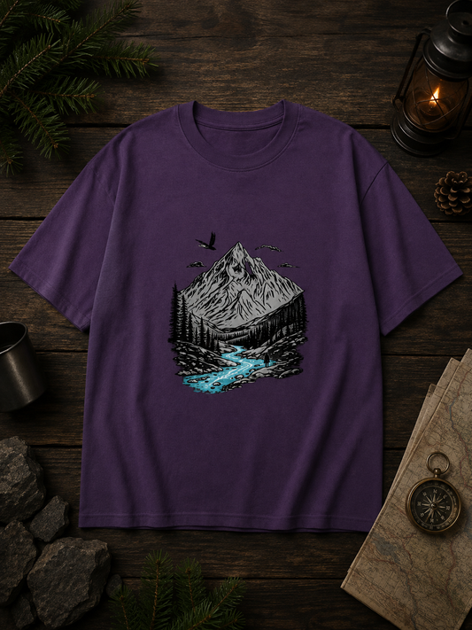 Mountain Printed Unisex Oversized Classic T-Shirt