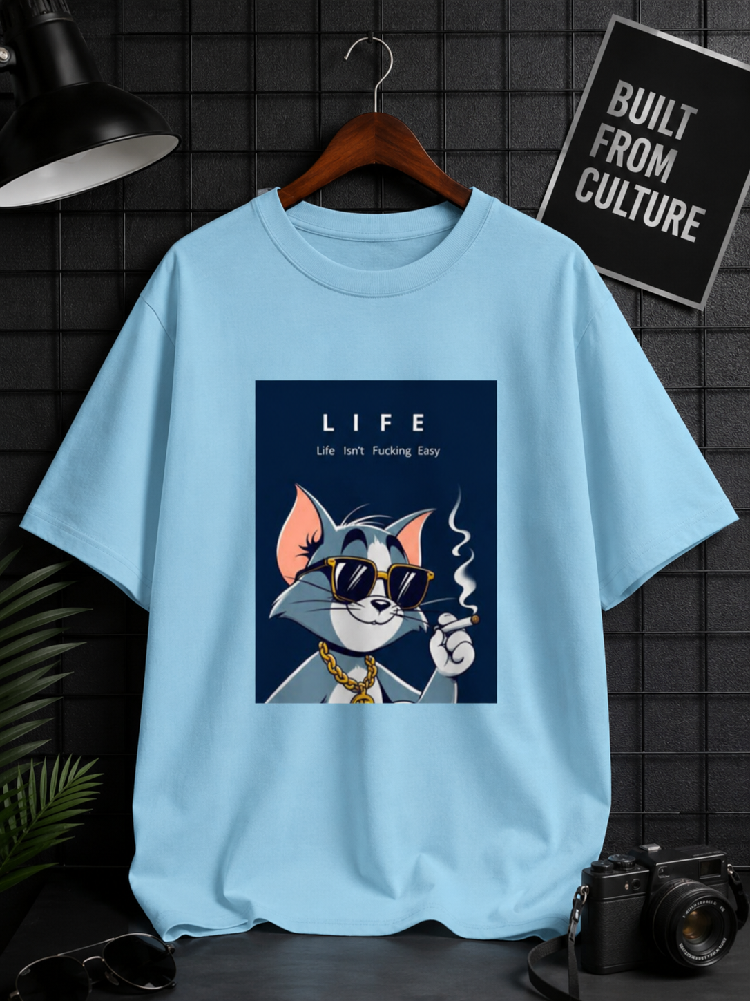 CHILL CAT PRINTED  Unisex Oversized Classic T-Shirt WITH LIFE TEXT