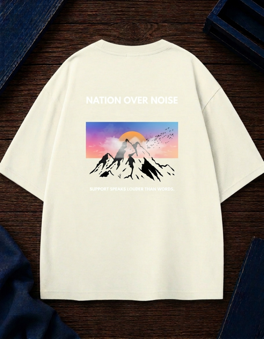 NATION OVER NOISE PRINTED Uni-sex Oversized Classic T-Shirt